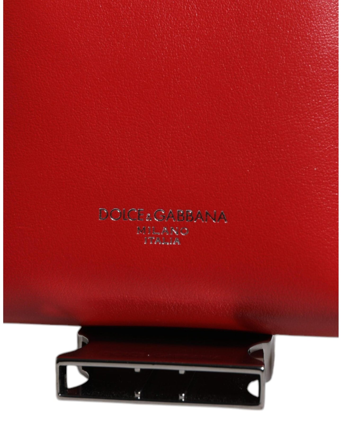 Dolce & Gabbana Men's Red Leather Logo Zip Around Card Holder Wide Strap Wallet (Copy) - One Size