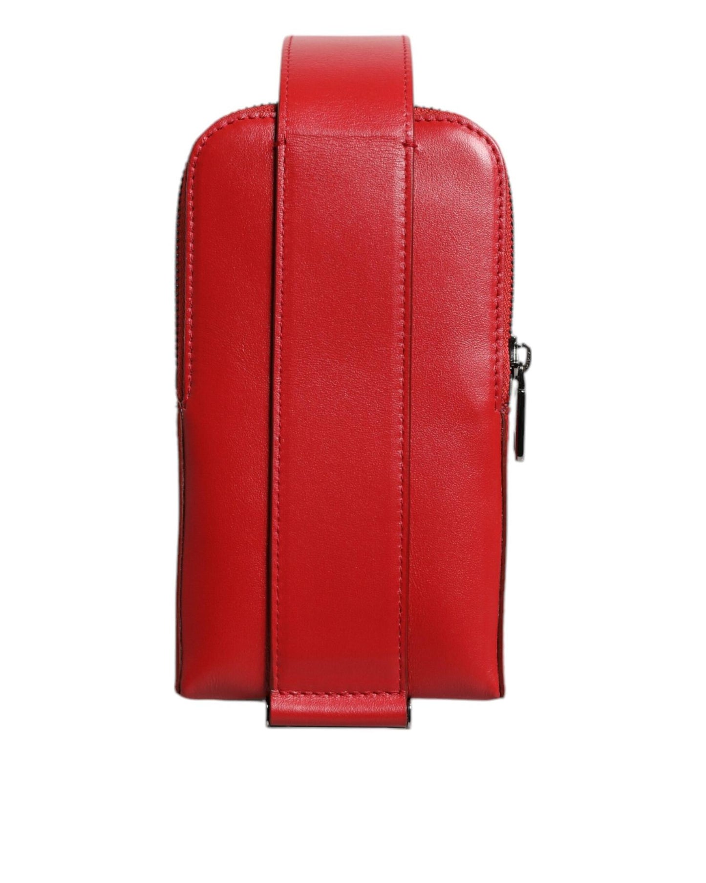 Dolce & Gabbana Men's Red Leather Logo Zip Around Card Holder Wide Strap Wallet (Copy) - One Size