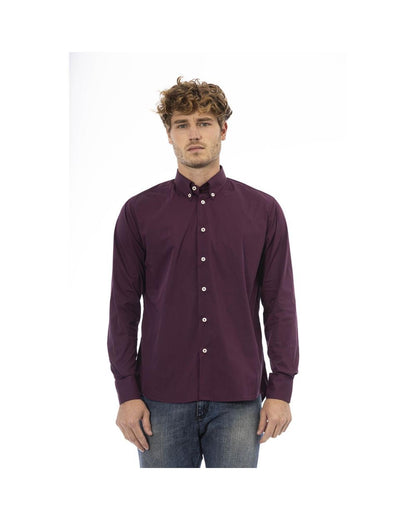 Baldinini Trend Men's Burgundy Cotton Shirt - L