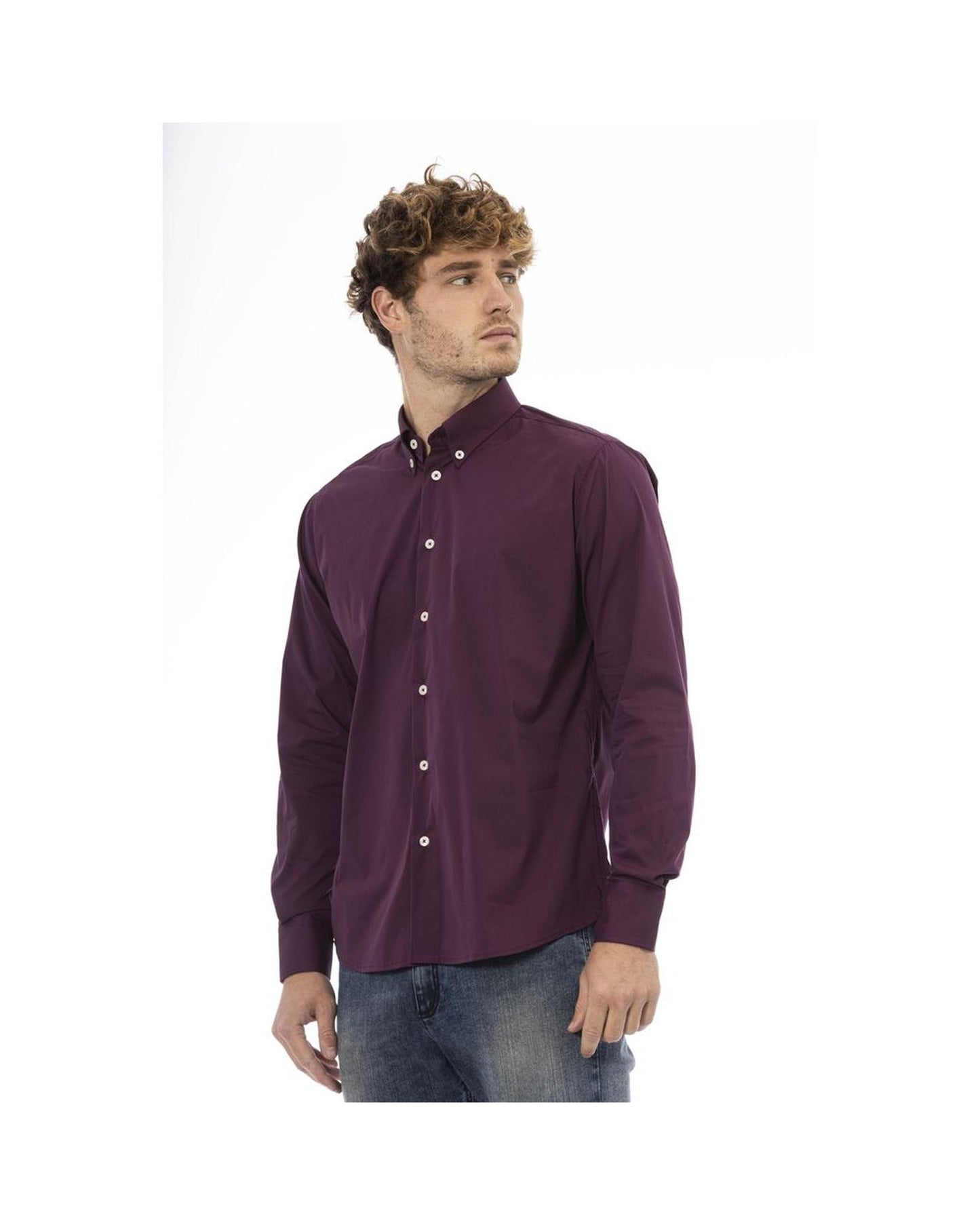 Baldinini Trend Men's Burgundy Cotton Shirt - L