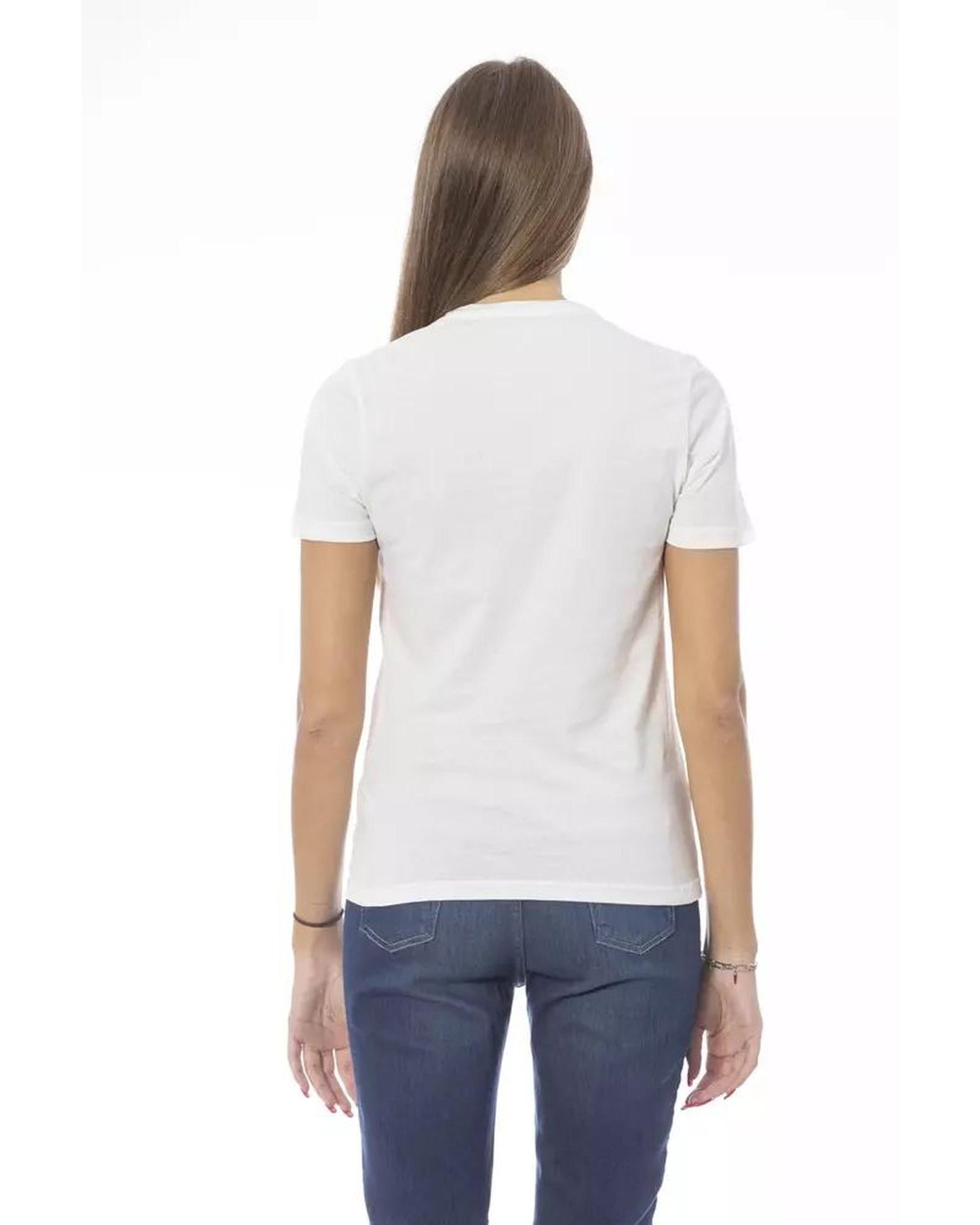 Baldinini Trend Women's White Cotton Tops & T-Shirt - M