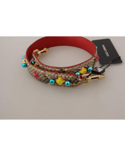 Dolce & Gabbana Women's Beige Python Leather Crystals Shoulder Strap - One Size