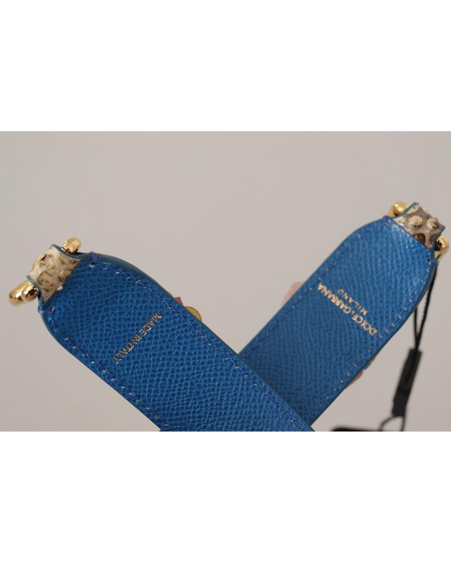 Dolce & Gabbana Women's Beige Python Leather Floral Studded Shoulder Strap - One Size