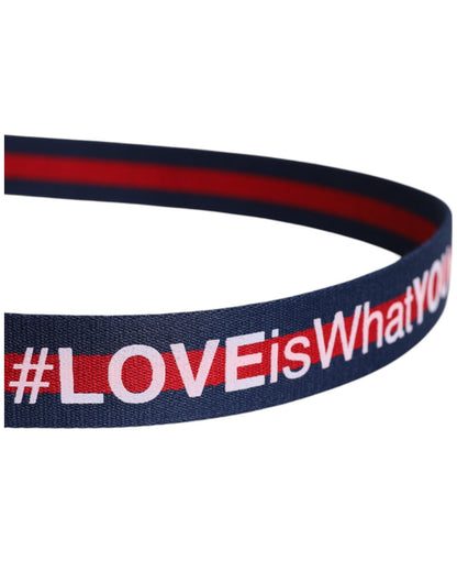 Dolce & Gabbana Men's Blue Cotton Leather Printed Metal Buckle Belt - 85 cm