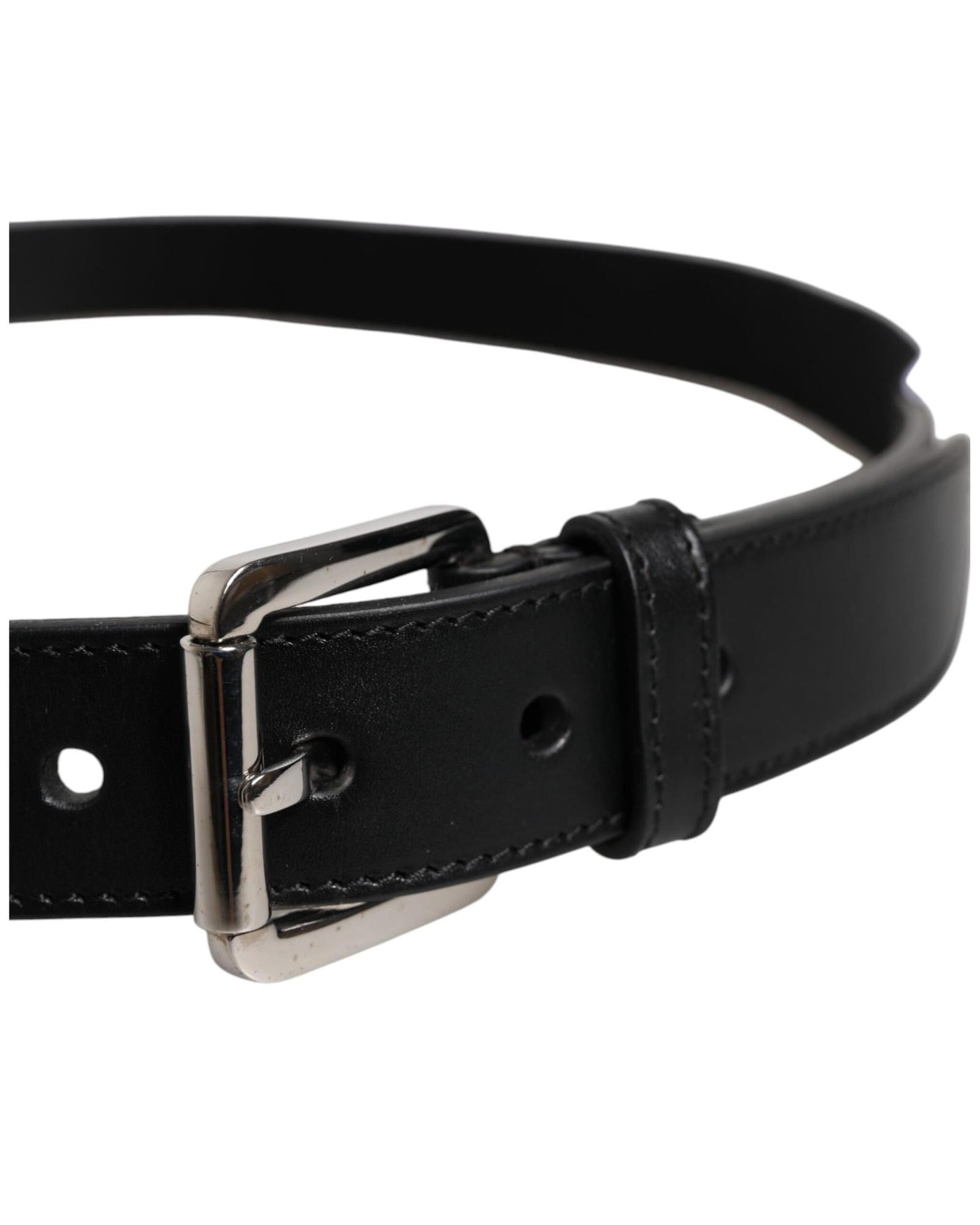 Dolce & Gabbana Men's Black White Printed Metal Logo Buckle Belt - 100 cm