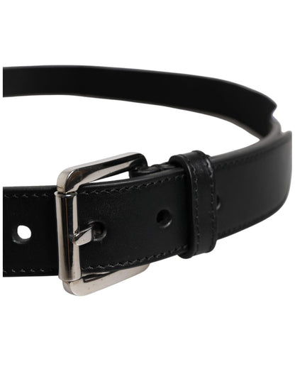 Dolce & Gabbana Men's Black White Printed Metal Logo Buckle Belt - 100 cm