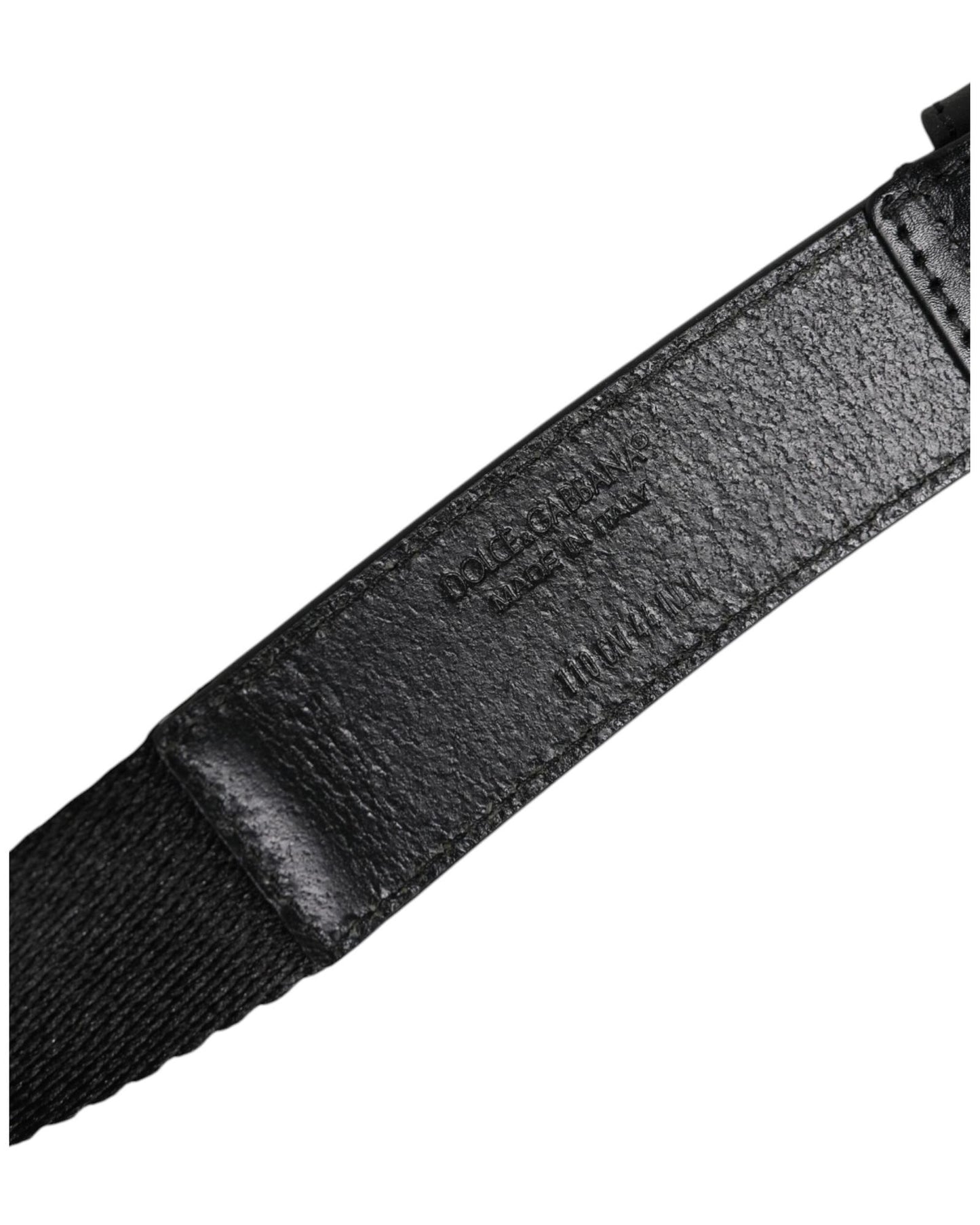 Dolce & Gabbana Men's Black White Printed Metal Logo Buckle Belt - 100 cm