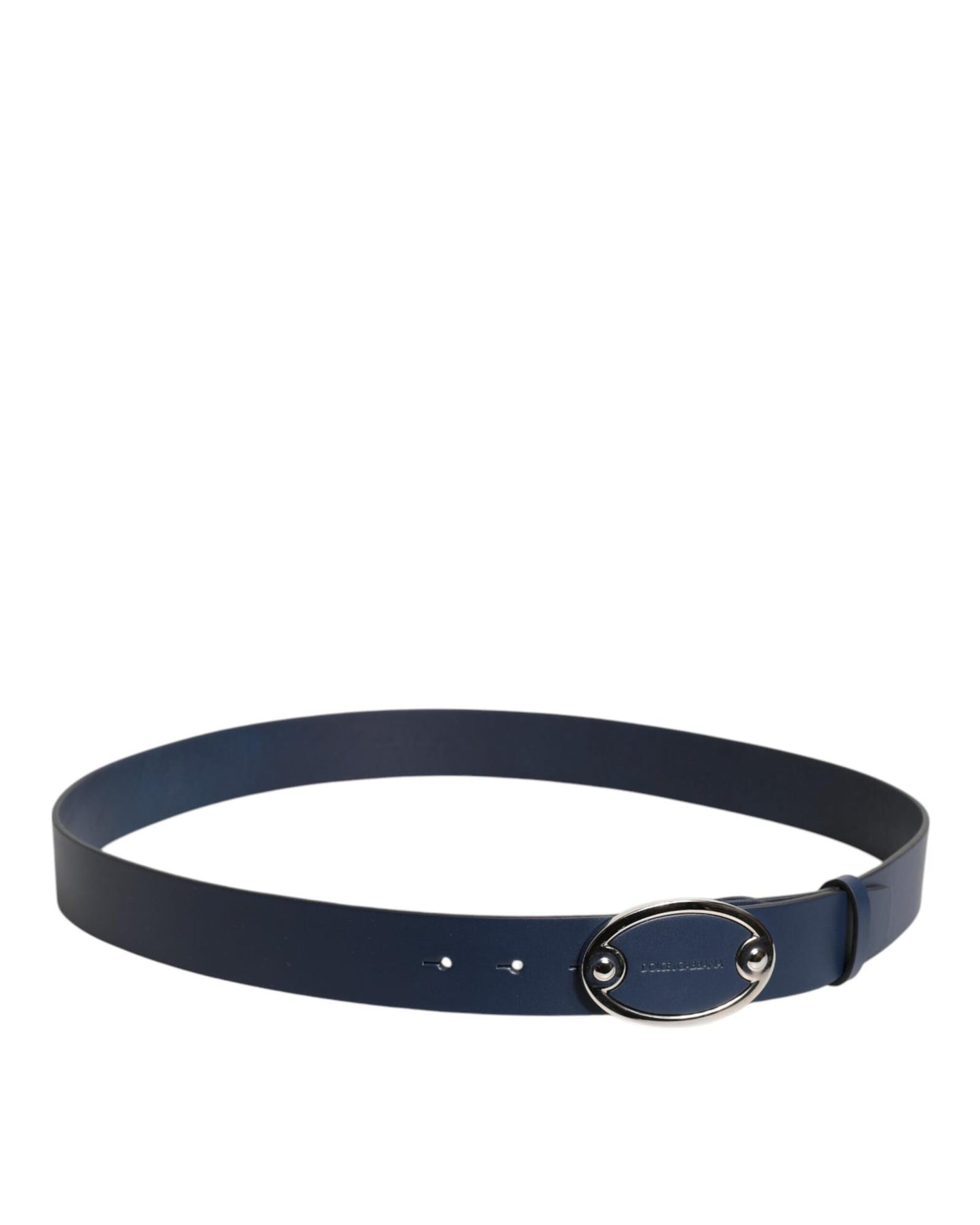 Dolce & Gabbana Men's Blue Leather Classic Metal Logo Buckle Belt - 110 cm