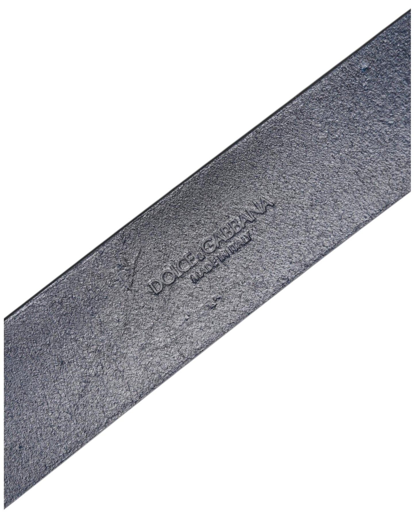 Dolce & Gabbana Men's Blue Leather Classic Metal Logo Buckle Belt - 110 cm