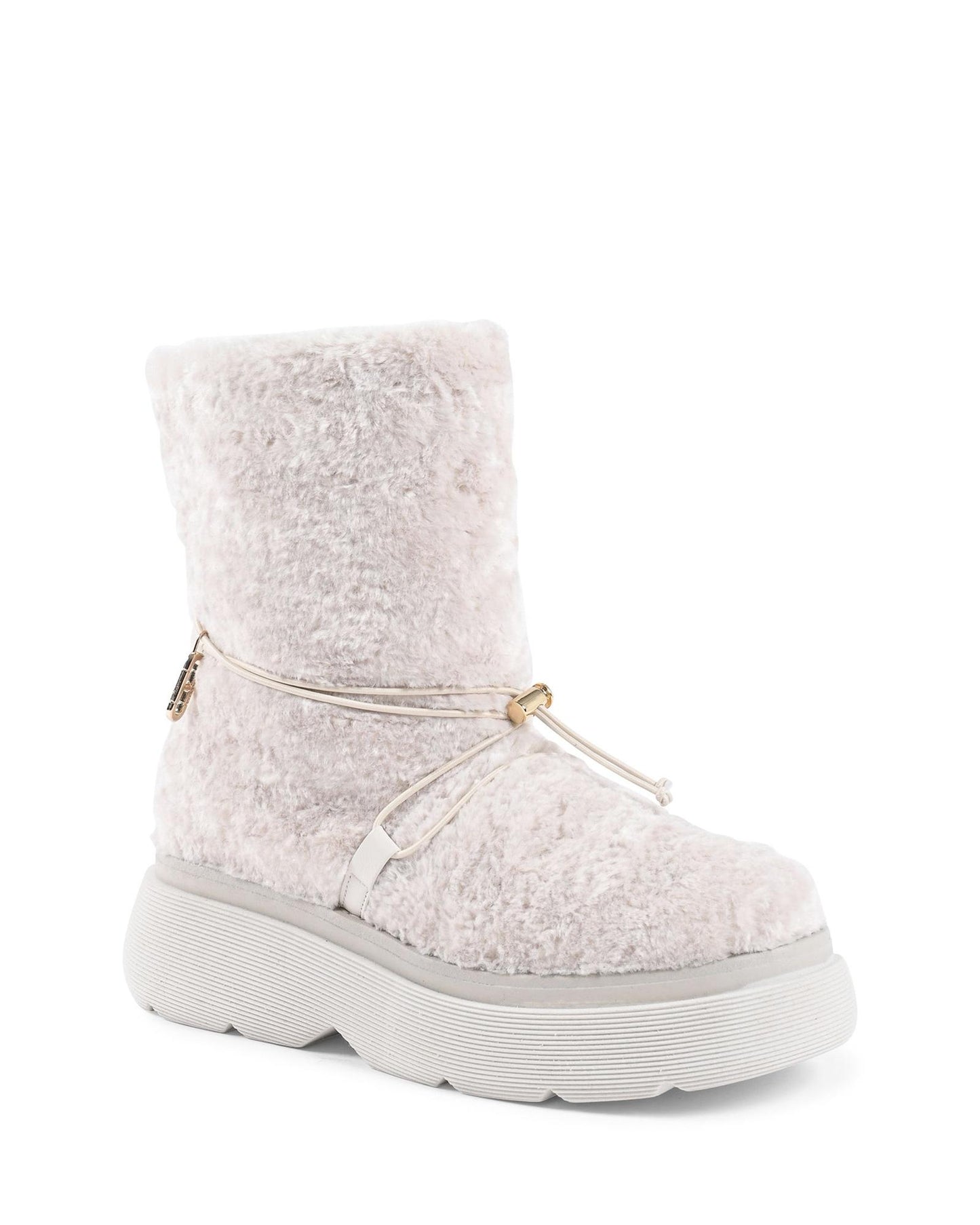 Shearling Drawstring Platform Ankle Boot - 38 EU