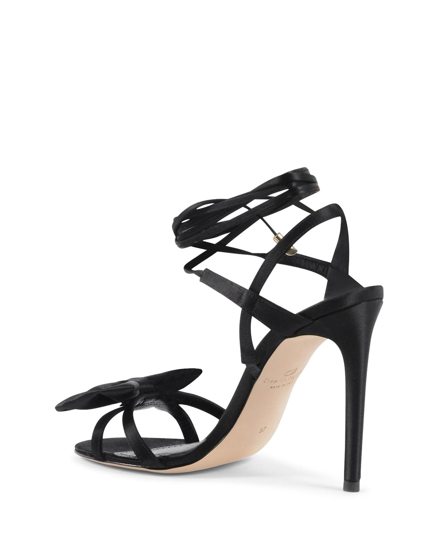 Satin Ankle-Lace Bow Sandal - 37.5 EU