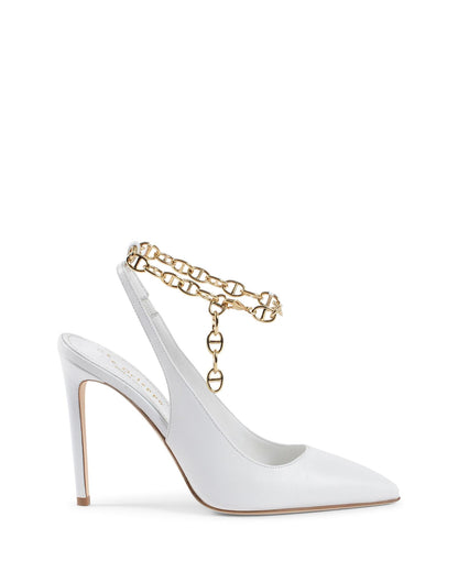 Gold Chain Embellished  Decollete Pump - 39.5 EU