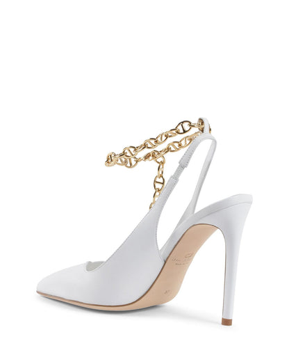 Gold Chain Embellished  Decollete Pump - 39.5 EU