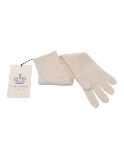 Crown of Edinburgh Cashmere Women's Exquisite Italian Crafted Cashmere Womens Long Gloves in Beige - M