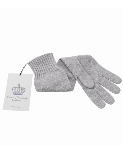 Crown of Edinburgh Cashmere Women's Cashmere Womens Long Gloves in Grigio Perla - M