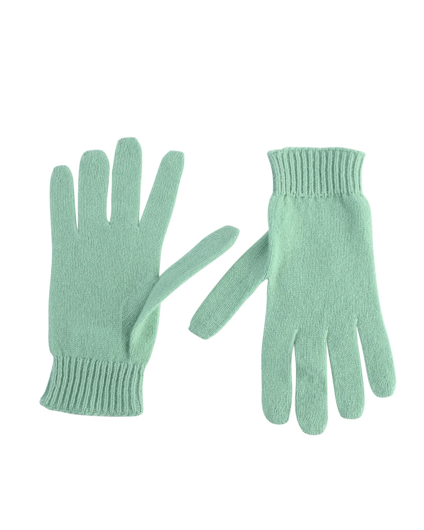 Crown of Edinburgh Cashmere Women's Luxury Cashmere Womens Short Gloves Made in Italy in Verde Chiaro - M