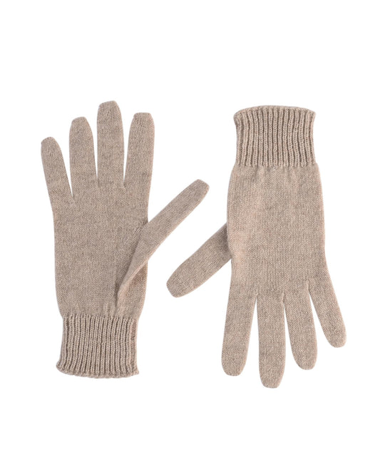 Crown of Edinburgh Cashmere Women's Exquisite Cashmere Womens Short Gloves in Beige - M