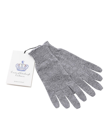 Crown of Edinburgh Cashmere Women's Luxury Cashmere Womens Short Gloves in Smog - M