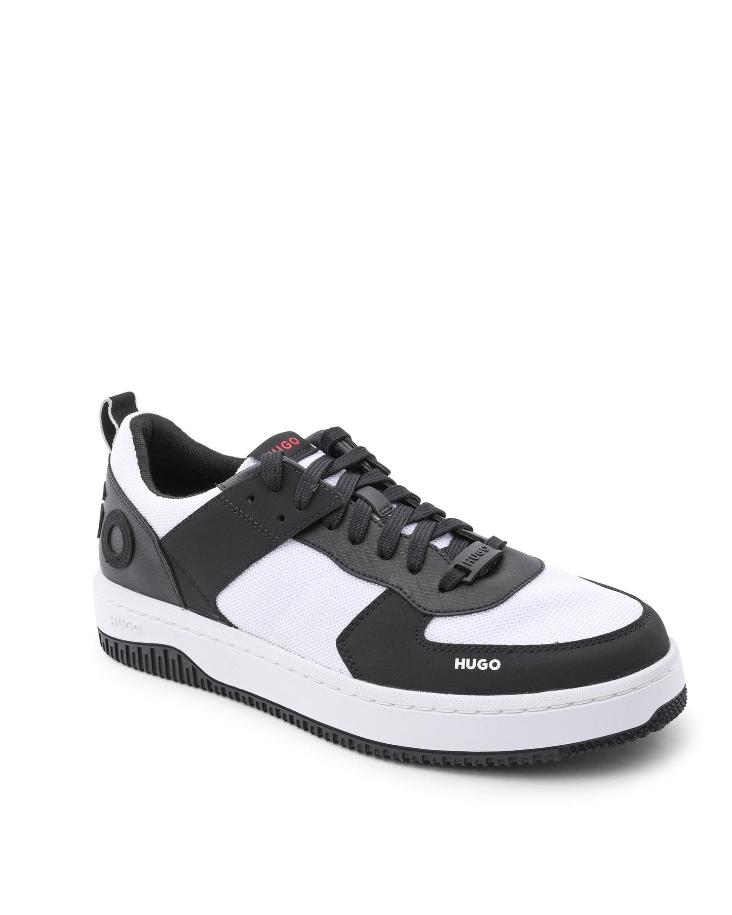 Hugo Boss Men's Charcoal Calfskin Sneakers with Rubber Sole in Multicolor - 45 EU