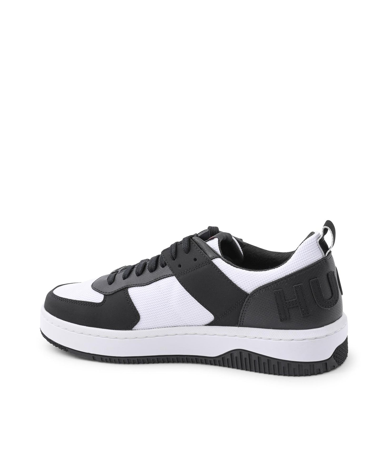 Hugo Boss Men's Charcoal Calfskin Sneakers with Rubber Sole in Multicolor - 45 EU