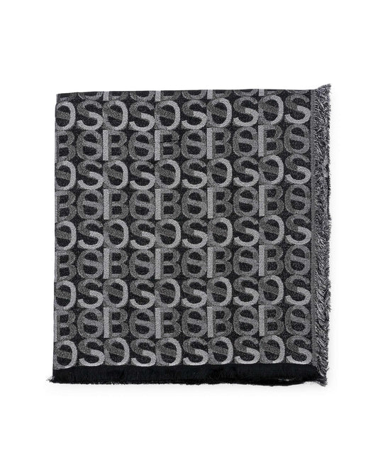 Hugo Boss Women's Modal and Wool Blend Scarf with Metallic Detail in Black - One Size