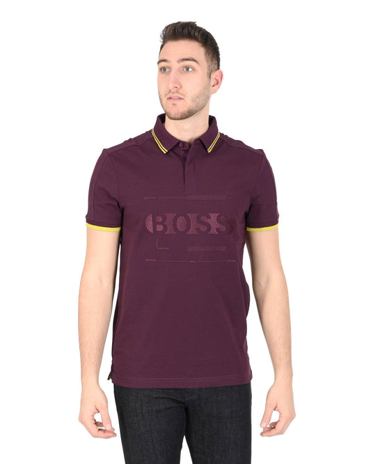 Hugo Boss Men's Medium Purple Cotton Blend Polo Shirt in Purple - M