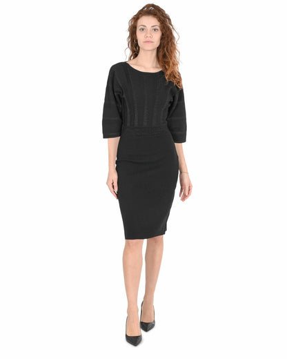 Hugo Boss Women's Black Knit Dress with Metallic Detail in Black - XS