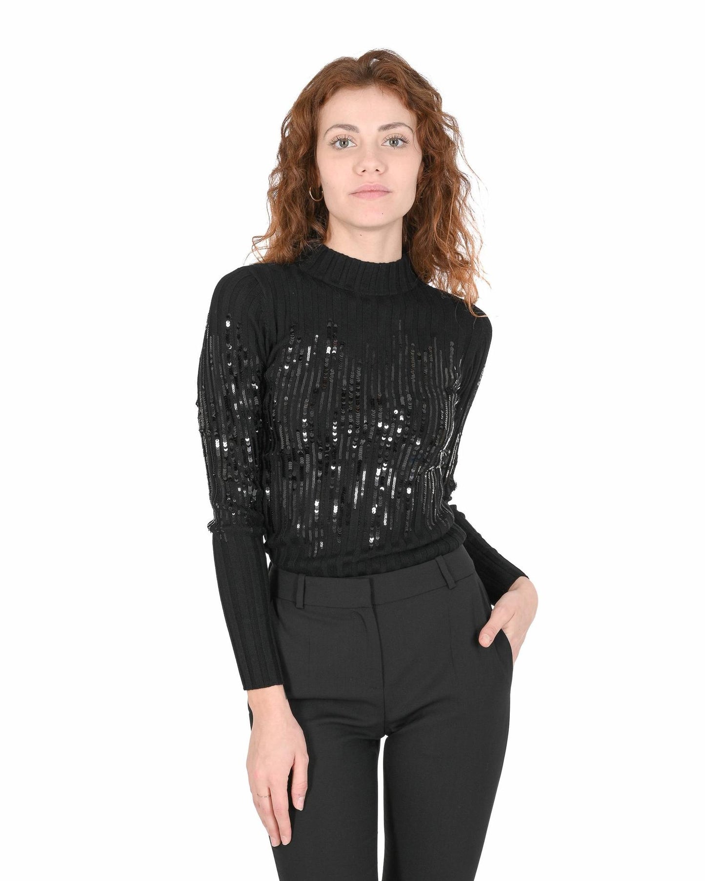 Hugo Boss Women's Black Cotton Blend Sweater with Silk Detail in Black - M