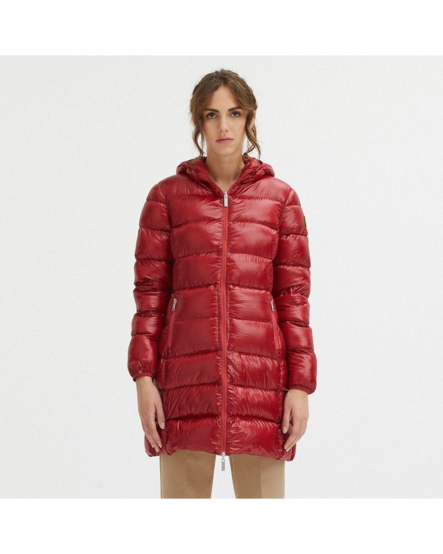 Reversible Centogrammi Long Jacket - Red and Shiny Reversible Design M Women