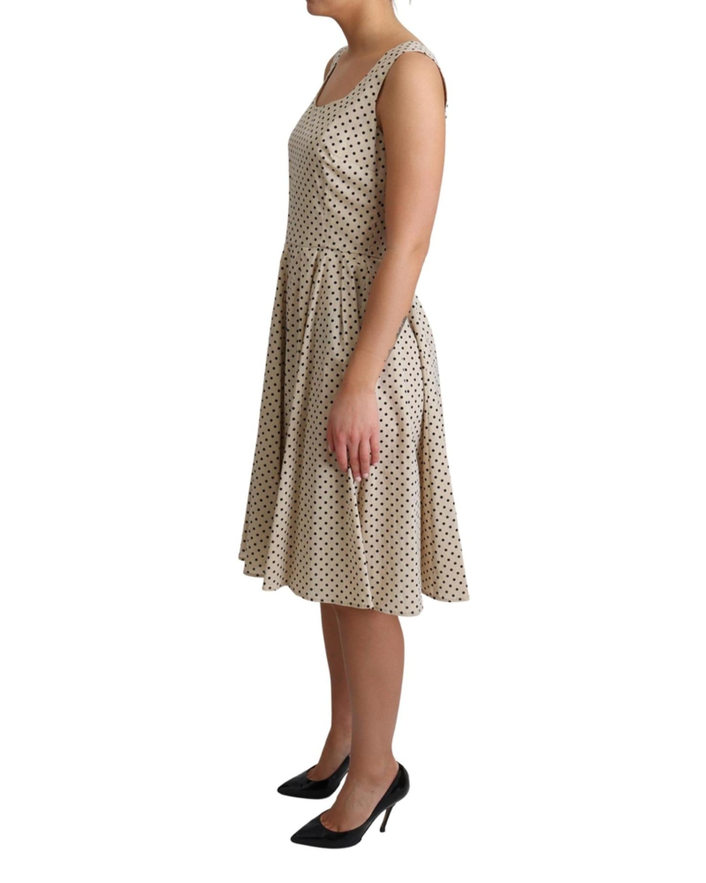 Sleeveless A-line Dress with Polka Dot Pattern 42 IT Women