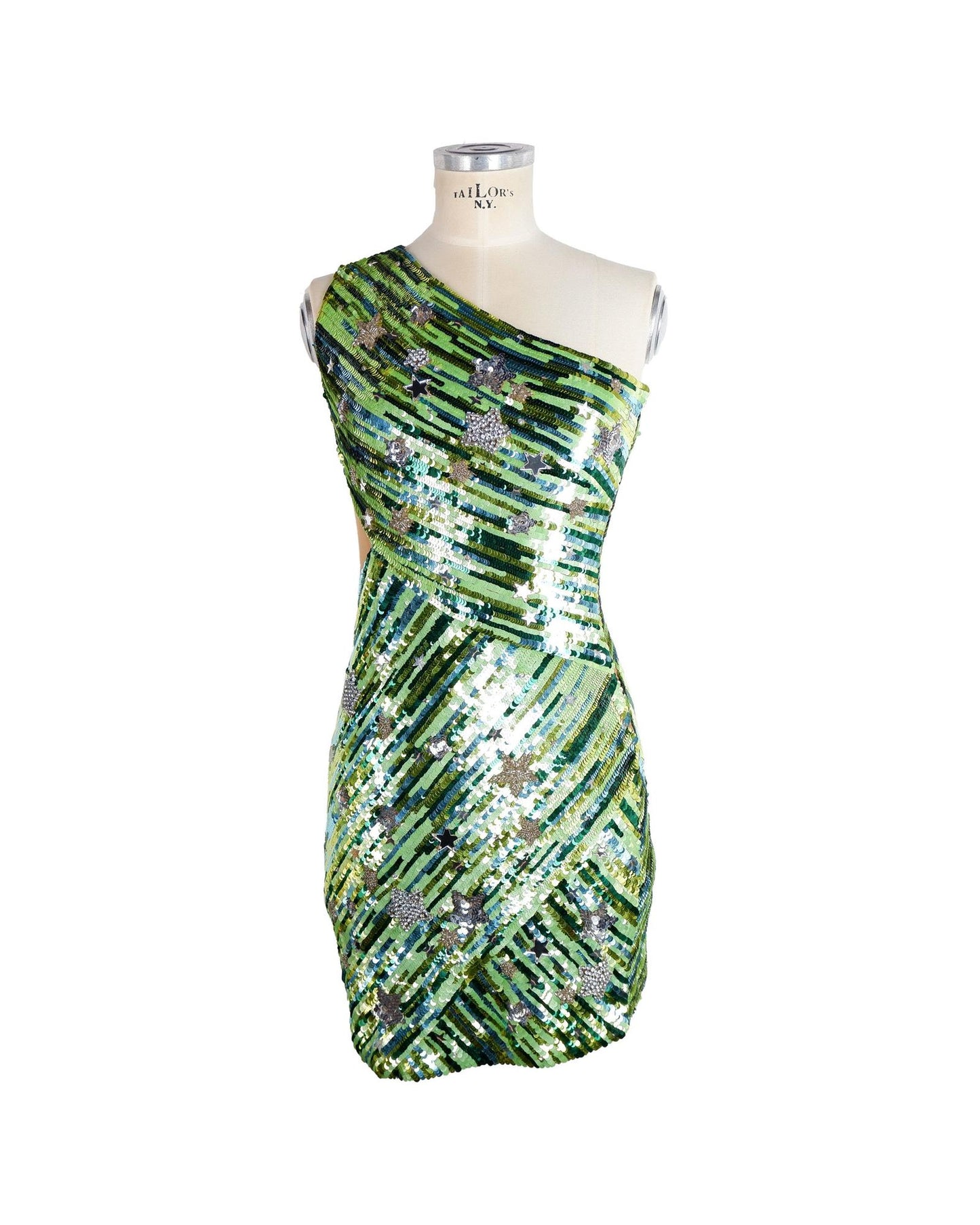 Green Sequin Dress with Glass Star Details 40 IT Women