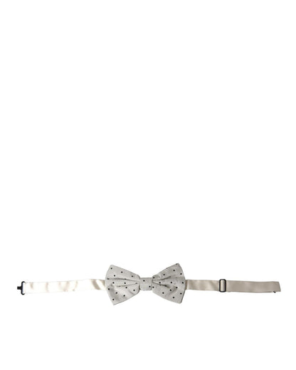 Dolce & Gabbana Men's White Black Polka Dot Polyester Bow Tie  - One Size