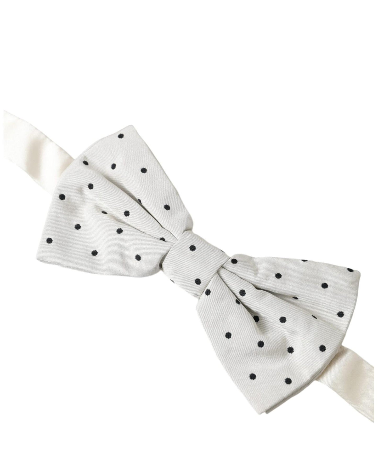 Dolce & Gabbana Men's White Black Polka Dot Polyester Bow Tie  - One Size