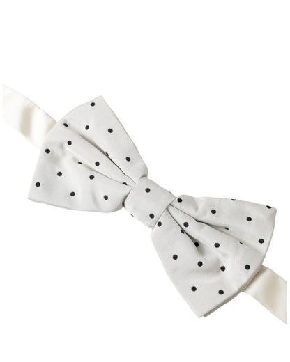 Dolce & Gabbana Men's White Black Polka Dot Polyester Bow Tie  - One Size