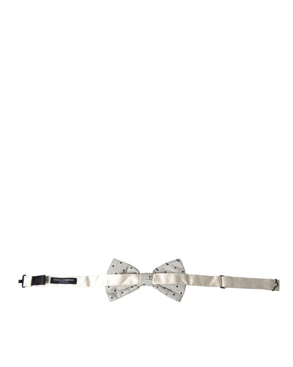 Dolce & Gabbana Men's White Black Polka Dot Polyester Bow Tie  - One Size