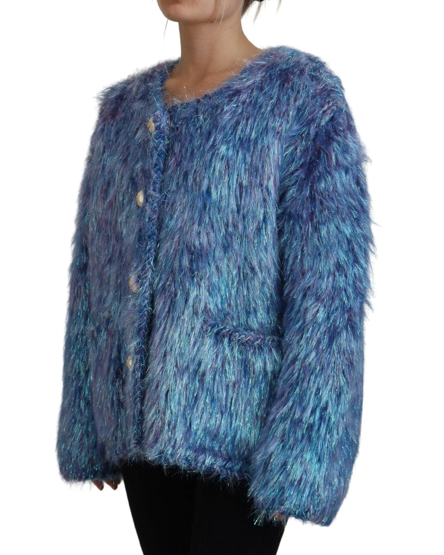 Dolce & Gabbana Women's Multicolor Polyester Fringes Coat Jacket - 44 IT