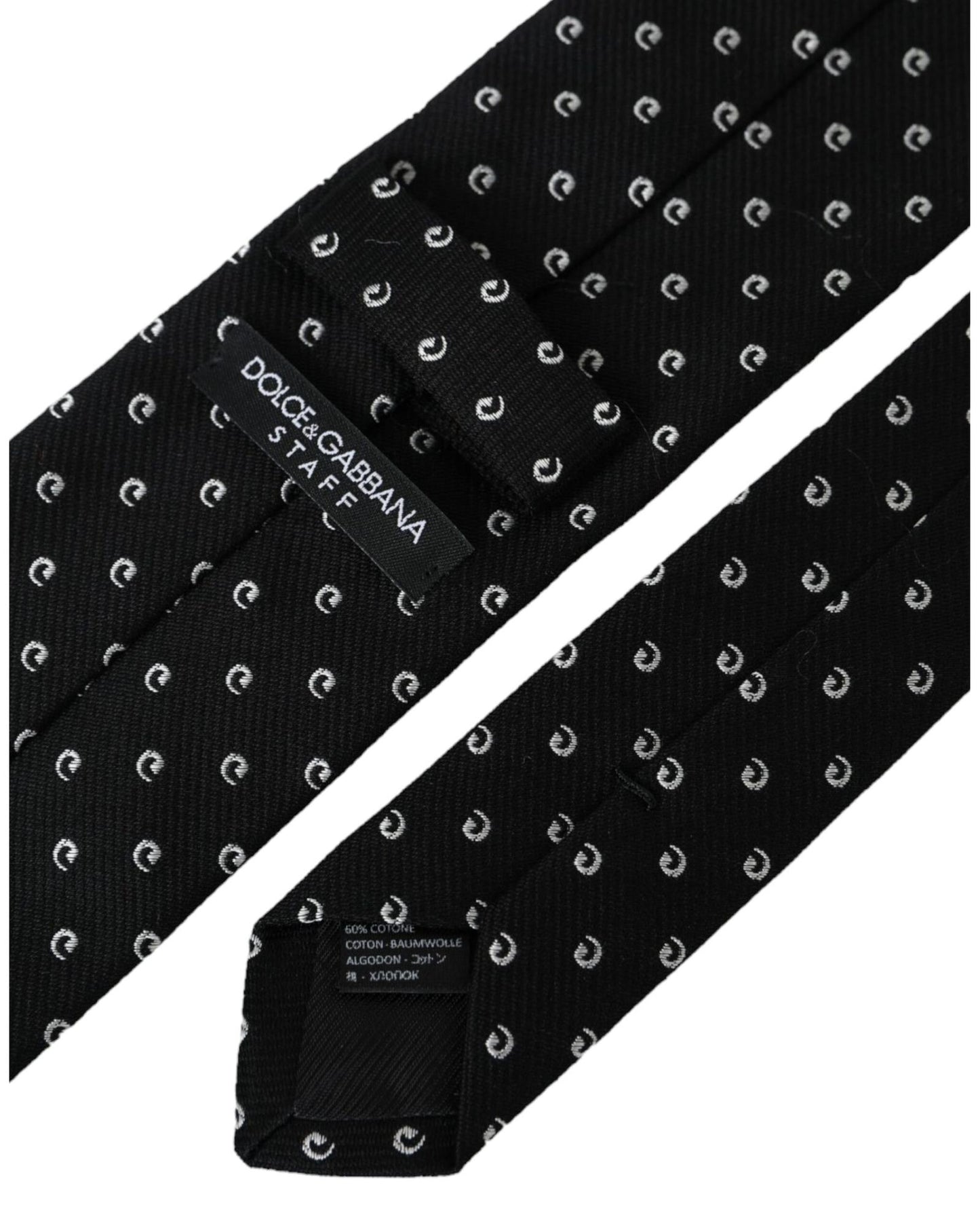 Dolce & Gabbana Men's Black Logo Cotton Blend Adjustable Tie - One Size