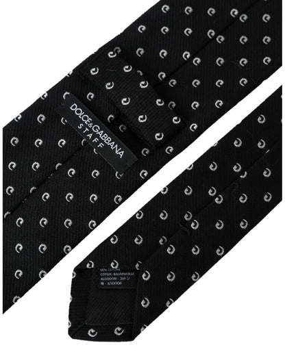 Dolce & Gabbana Men's Black Logo Cotton Blend Adjustable Tie - One Size