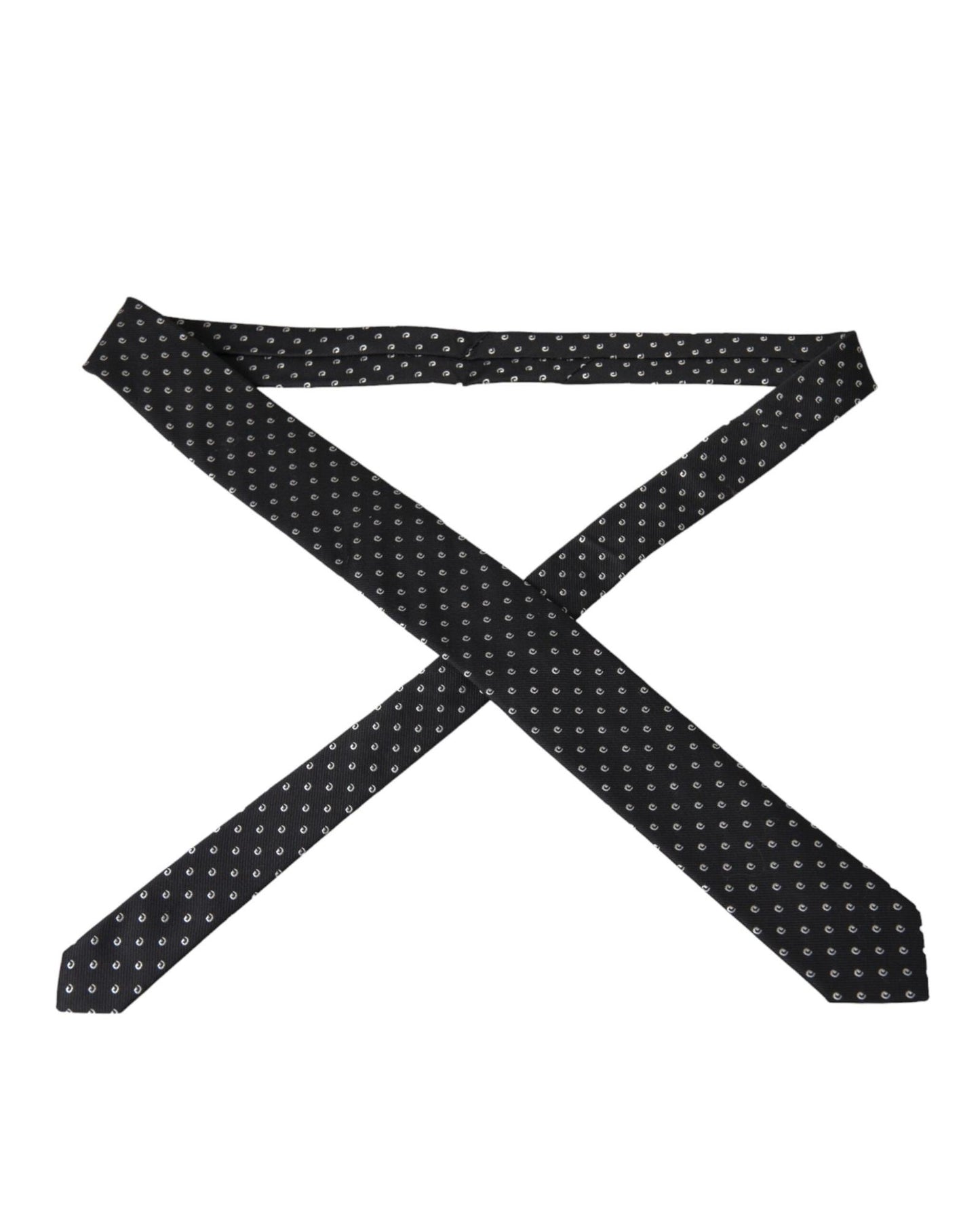 Dolce & Gabbana Men's Black Logo Cotton Blend Adjustable Tie - One Size
