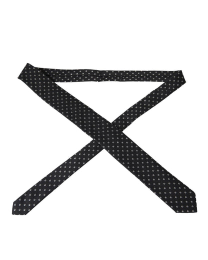 Dolce & Gabbana Men's Black Logo Cotton Blend Adjustable Tie - One Size