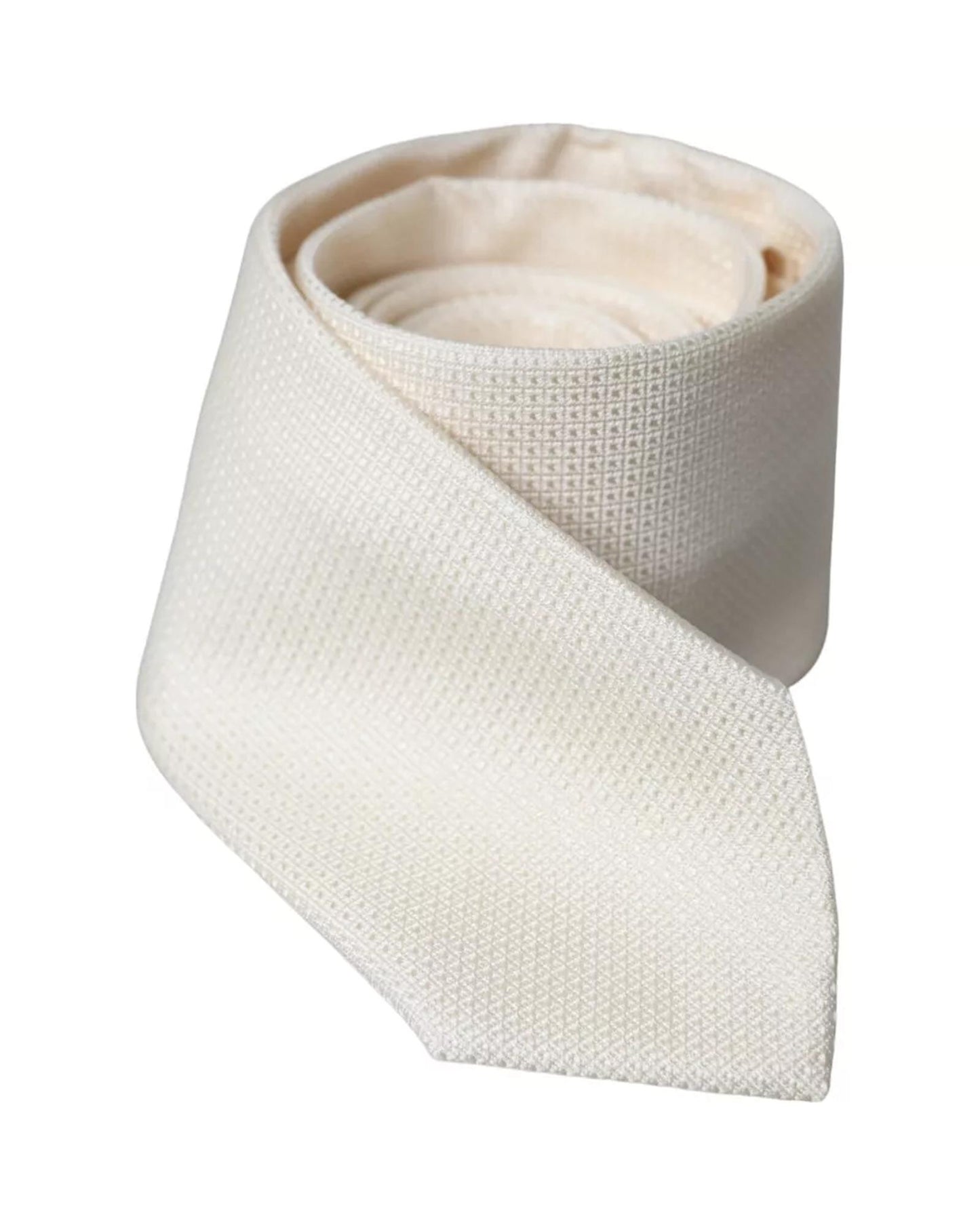 Dolce & Gabbana Men's Off White Patterned Silk Classic Adjustable Tie - One Size