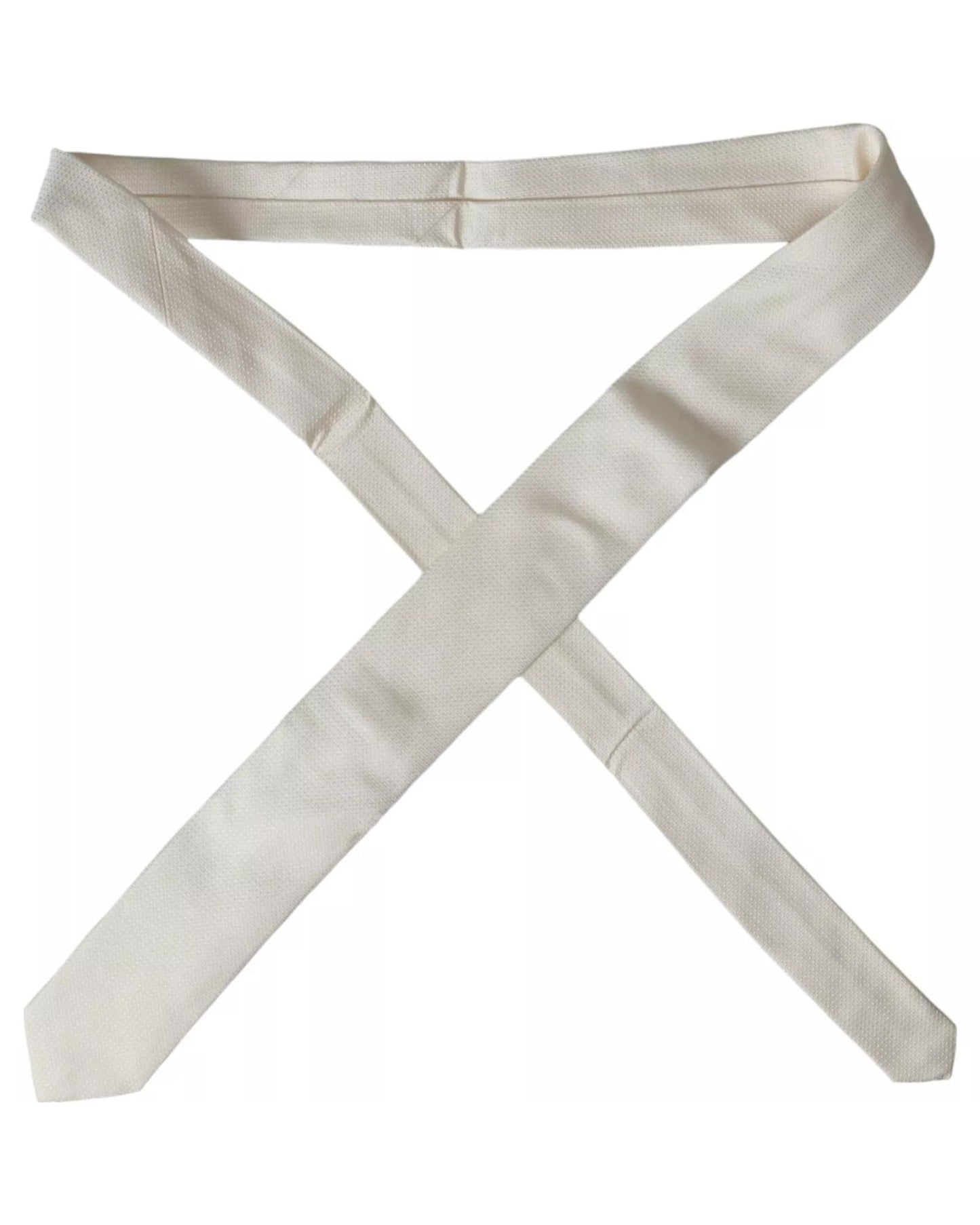 Dolce & Gabbana Men's Off White Patterned Silk Classic Adjustable Tie - One Size