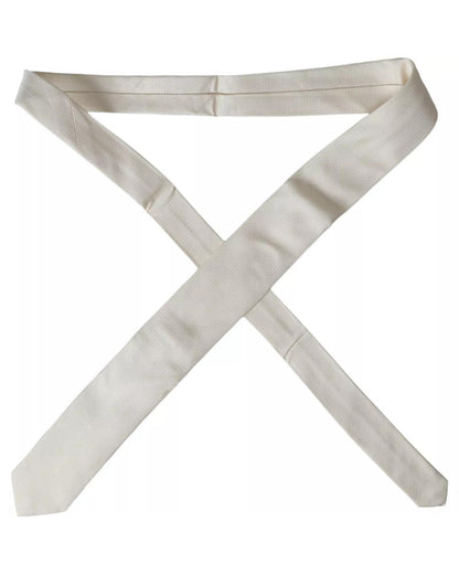 Dolce & Gabbana Men's Off White Patterned Silk Classic Adjustable Tie - One Size