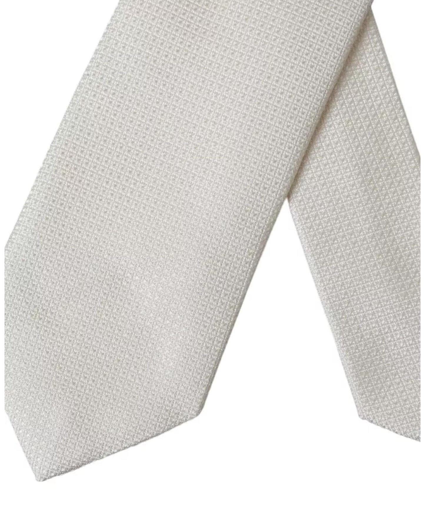 Dolce & Gabbana Men's Off White Patterned Silk Classic Adjustable Tie - One Size