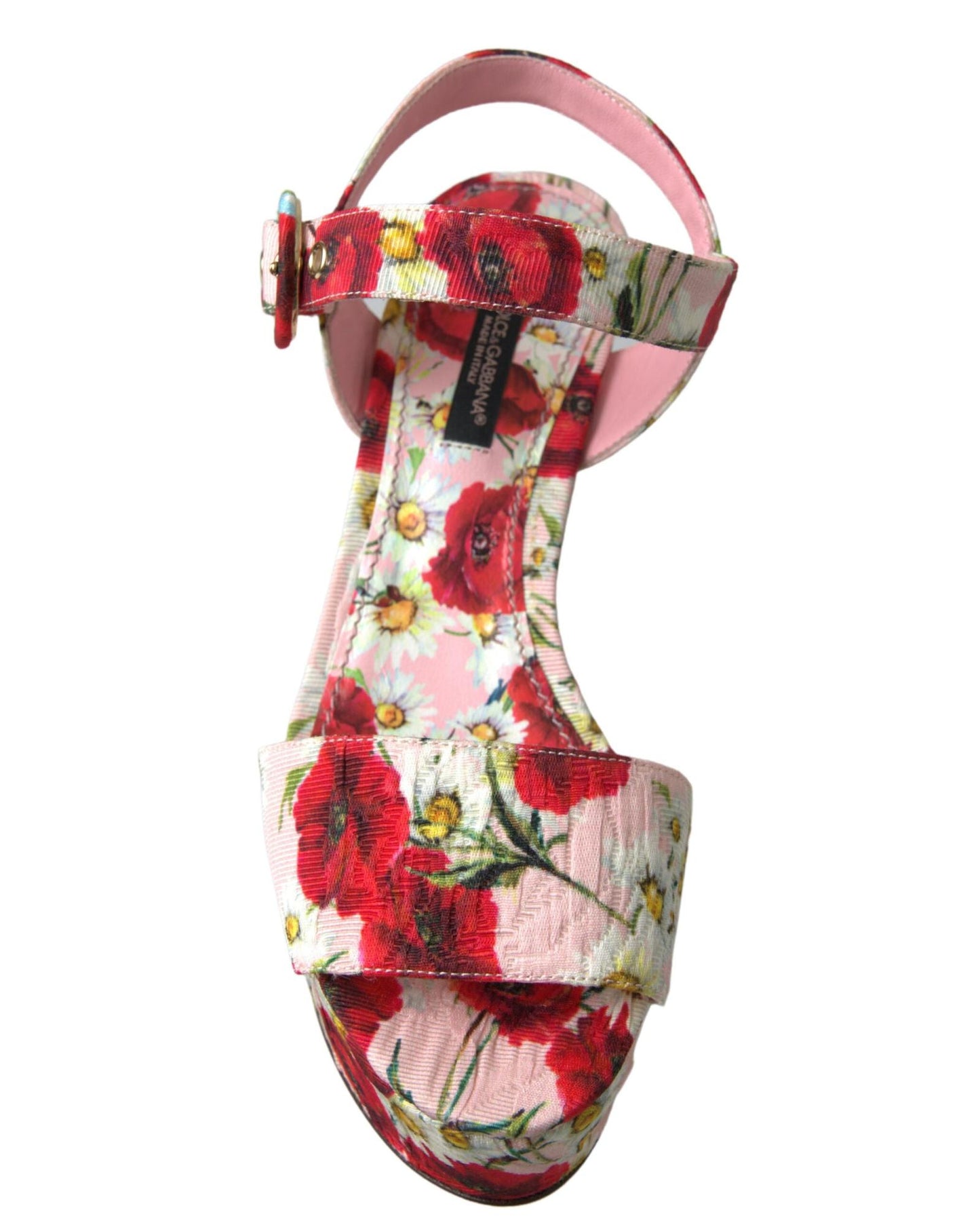 Dolce & Gabbana Women's Multicolor floral print Wedges Floral Ankle Strap Sandals - 37.5 EU