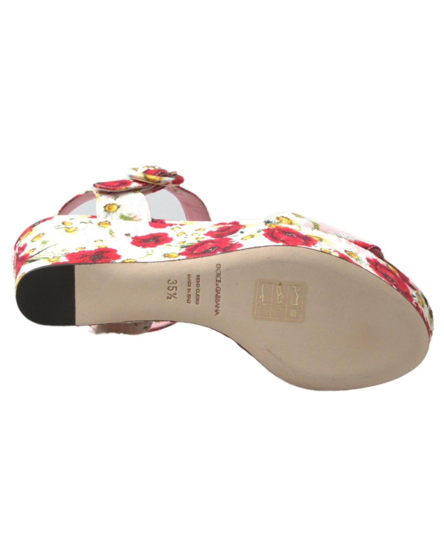 Dolce & Gabbana Women's Multicolor floral print Wedges Floral Ankle Strap Sandals - 37.5 EU