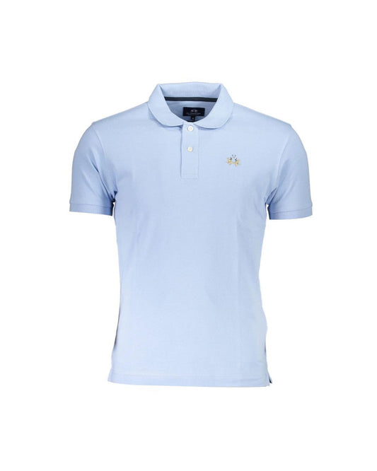 La Martina Men's Light Blue Cotton Polo Shirt - L