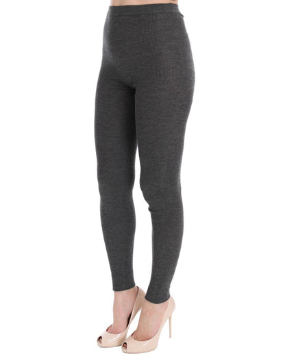 High Waist Cashmere Tights Pants with Logo Details 44 IT Women