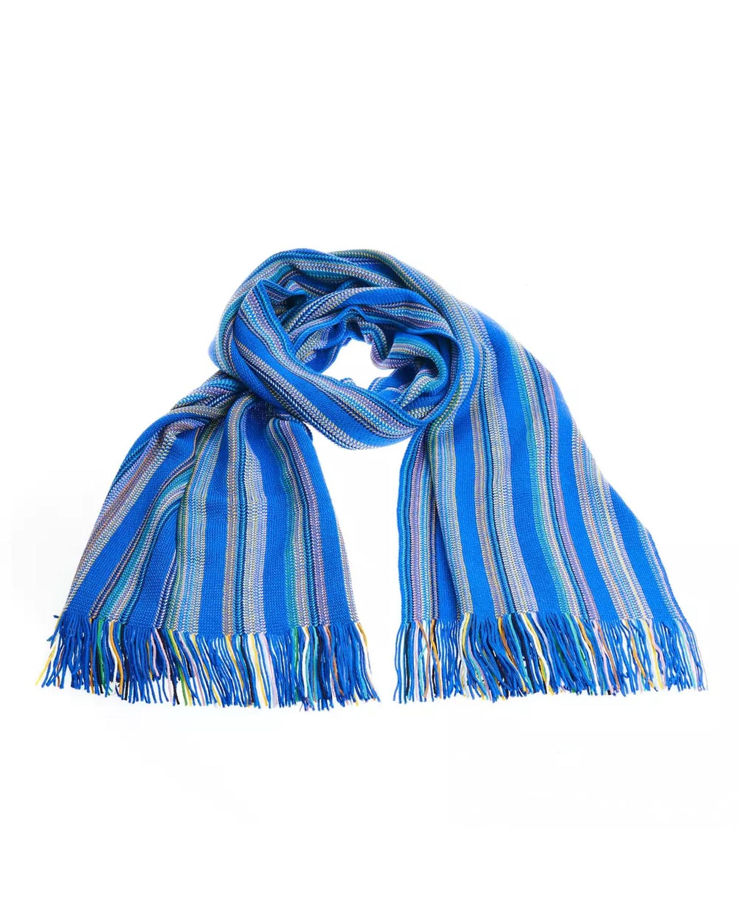 Geometric Pattern Fringed Scarf in Bright Colors One Size Men