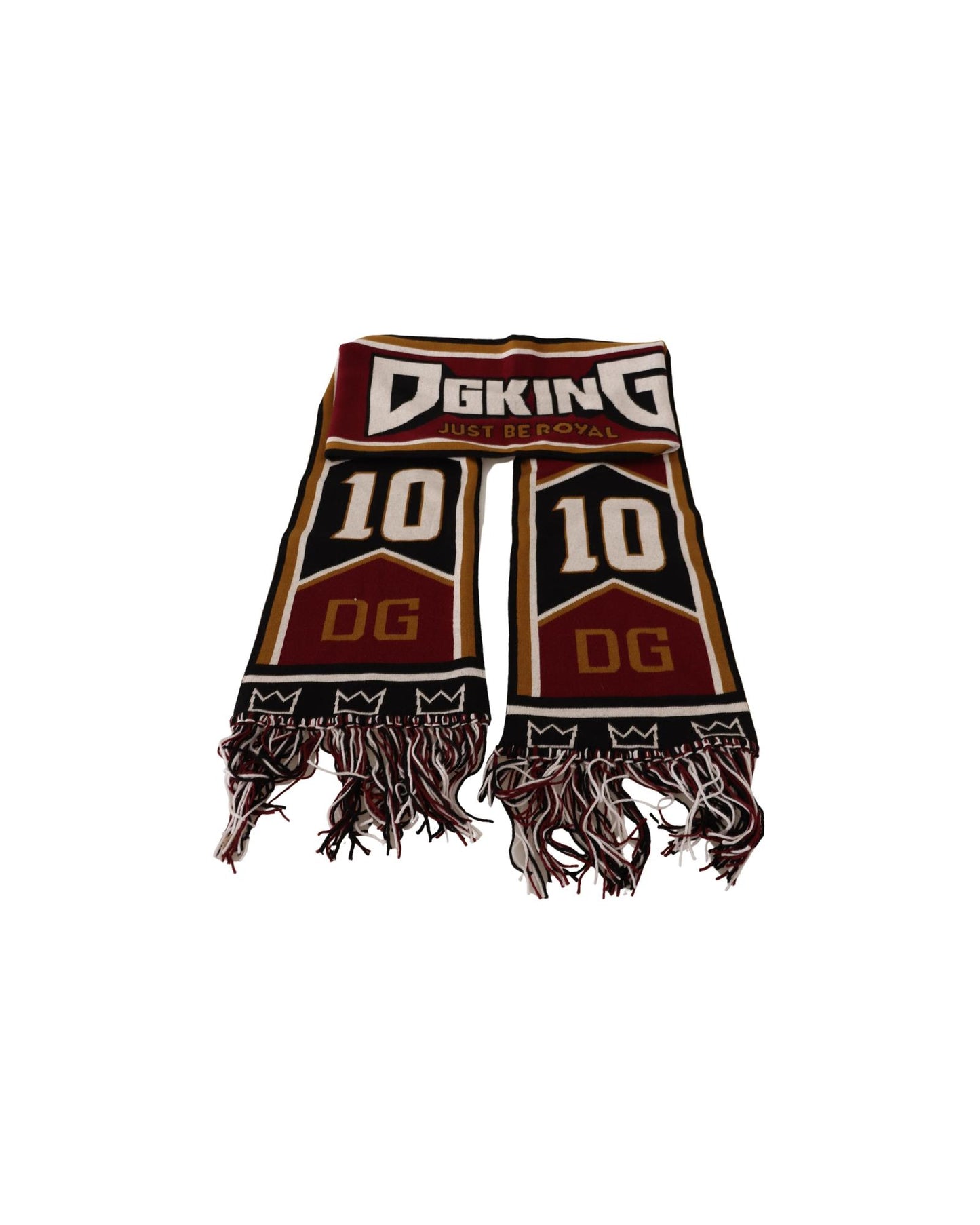 Dolce & Gabbana Multicolor Wool Scarf with DG King Lettering and Crown One Size Men